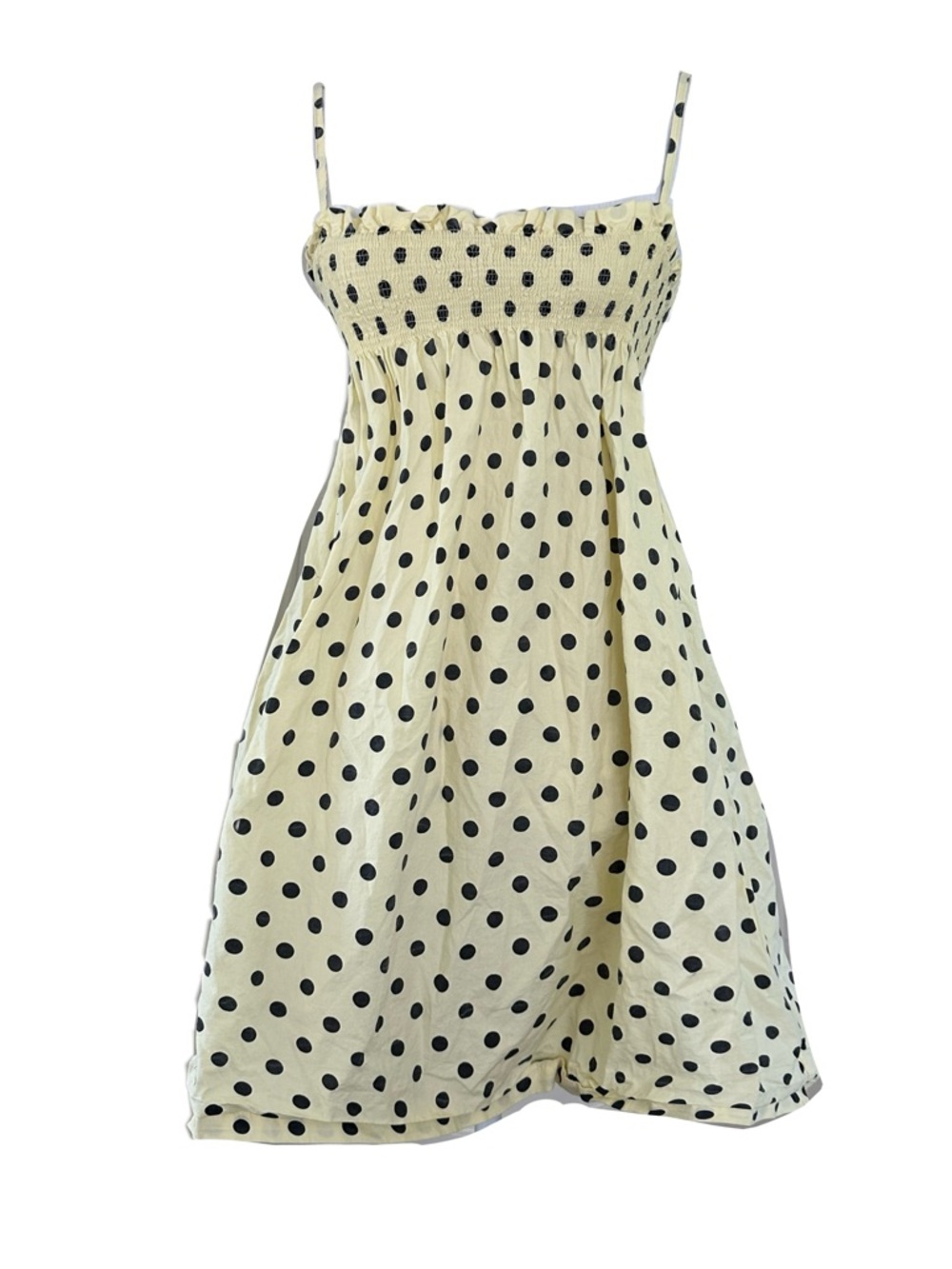 Smocked Polka Dot Sundress - Cream with Black Dots